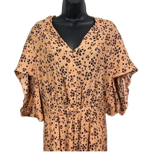 Cupcakes and Cashmere Women’s Summer Peach Midi Dress Animal Print Size Large - Picture 3 of 11